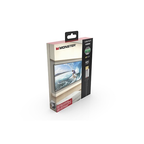 MONSTER - Câble HDMI Monster 4.5M - Résolution 4K - Vidéo HDR - Audio Return Channel - 22,5 GBPS - Vitesse Éclair - Triple Blindage - Homologué UL et CL3 - large