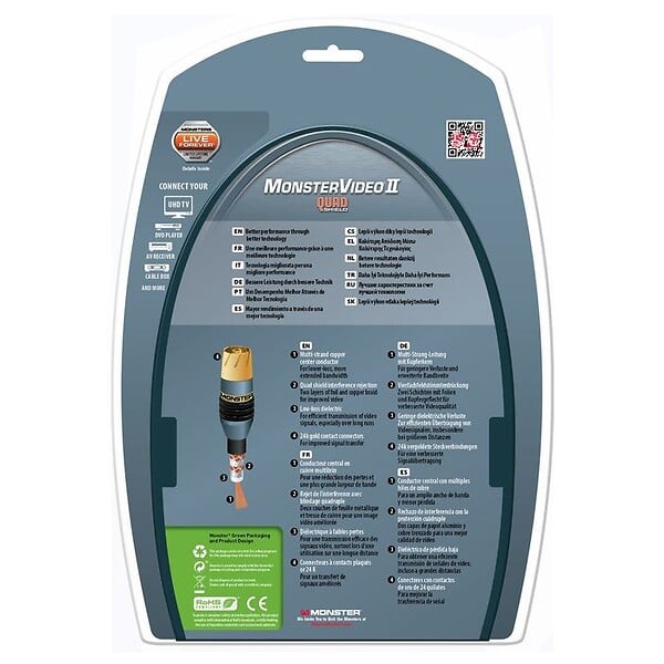 MONSTER - Câble d'Antenne Coaxial Monster 1.5 mètres- pour Téléviseurs 100 Hz - Quadruple Blindage en Feuilles Métalliques et Tresse de Cuivre - Conducteur en Cuivre Multibrin - large