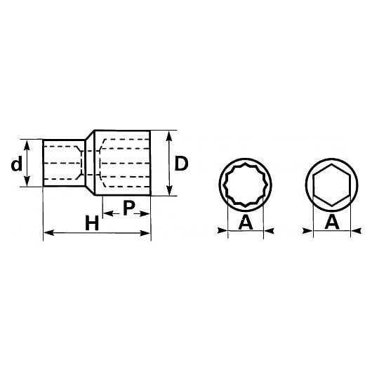 SAM OUTILLAGE - Douilles 3/4" courtes 12 pans en mm - large