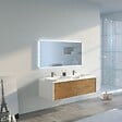 DISTRIBAIN - Meuble de salle de bain Spezzano 1200 Bois naturel et Blanc - vignette