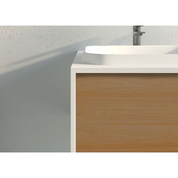 DISTRIBAIN - Meuble de salle de bain Spezzano 1200 Bois naturel et Blanc - large