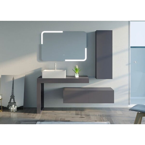 DISTRIBAIN - Meuble de salle de bain MELIZZANO 1100 Gris Anthracite - large