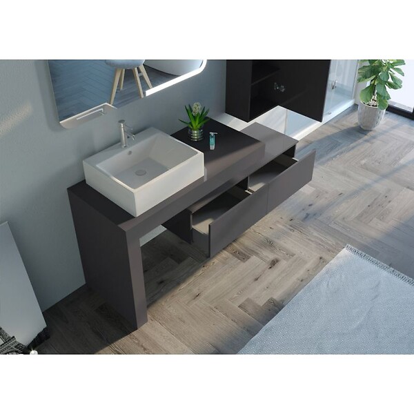 DISTRIBAIN - Meuble de salle de bain MELIZZANO 1100 Gris Anthracite - large