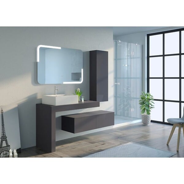 DISTRIBAIN - Meuble de salle de bain MELIZZANO 1100 Gris Anthracite - large