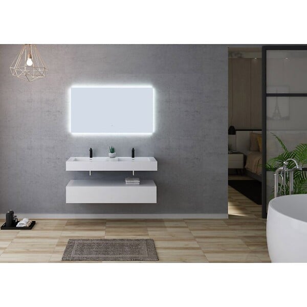 DISTRIBAIN - Meuble de salle de bain AVELLINO-1200 Blanc (sans miroir) - large