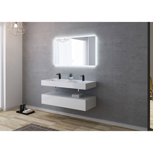 DISTRIBAIN - Meuble de salle de bain AVELLINO-1200 Blanc (sans miroir) - large