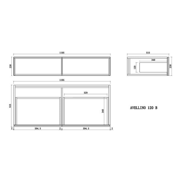 DISTRIBAIN - Meuble de salle de bain AVELLINO-1200 Blanc (sans miroir) - large