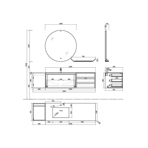 DISTRIBAIN - Meuble de salle de bain SAPIENZA Noir - large