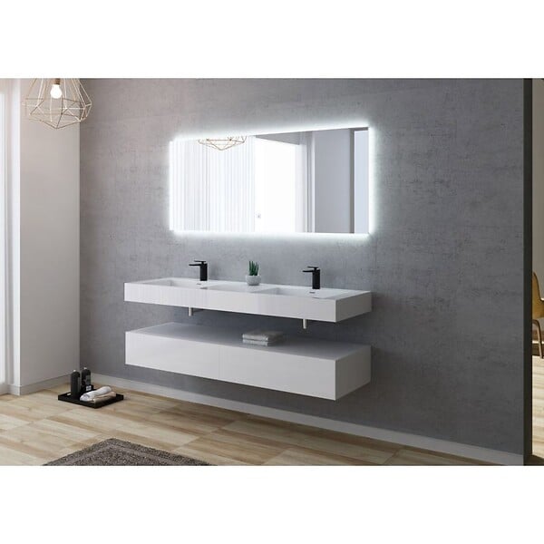 DISTRIBAIN - Meuble de salle de bain AVELLINO-1600 Blanc (sans miroir) - large