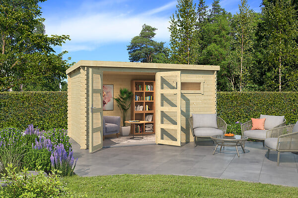 LASITAMAJA - Abri de jardin bois Augusta 28mm - toit plat - L.380xl.230cm - large