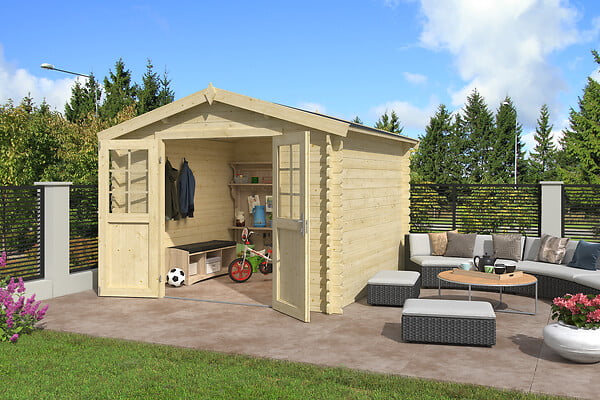 LASITAMAJA - Abri bois NORAH 275 - 28 mm - surface hors tout 9.06m2 - double pente - large