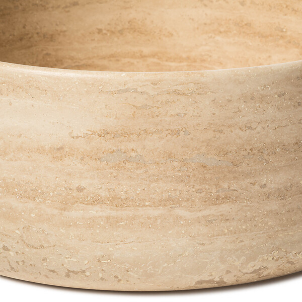 RO'MA NATURE - Vasque à poser ronde bol Travertin Beige 41x16 cm - large