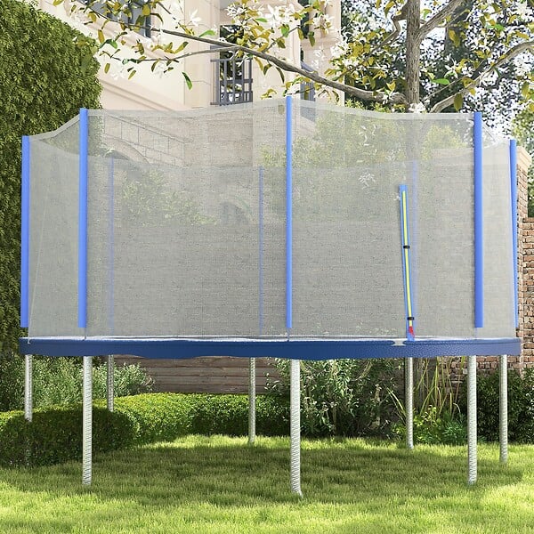 SPORTNOW - Filet de sécurité trampoline porte zipée Ø 426 cm 8 poteaux bleu noir - large