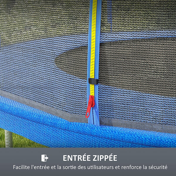 SPORTNOW - Filet de sécurité trampoline porte zipée Ø 426 cm 8 poteaux bleu noir - large