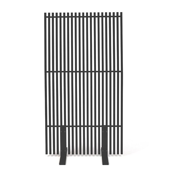 ID MARKET - Paravent extérieur ajouré claustra décoratif 80 x 150 cm persiennes verticales métal gris anthracite - large