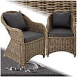 TECTAKE - 2 fauteuils en rotin avec structure en aluminium, coussins d'assise et de dossier inclus marron naturel - vignette