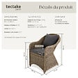 TECTAKE - 2 fauteuils en rotin avec structure en aluminium, coussins d'assise et de dossier inclus marron naturel - vignette