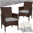 TECTAKE - Lot de 2 fauteuils de jardin en rotin avec 2 sets de housses marron/beige - vignette