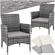 TECTAKE - Lot de 2 fauteuils de jardin en rotin en résine tressée - Gris/Gris clair - vignette