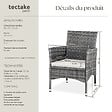 TECTAKE - Lot de 2 fauteuils de jardin en rotin en résine tressée - Gris/Gris clair - vignette