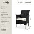 TECTAKE - Lot de 2 fauteuils de jardin en rotin avec 2 sets de housses noir/beige - vignette