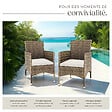 TECTAKE - Lot de 2 fauteuils de jardin en rotin avec 2 sets de housses marron naturel/gris foncé - vignette