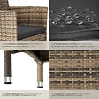 TECTAKE - Lot de 2 fauteuils de jardin en rotin avec 2 sets de housses marron naturel/gris foncé - vignette