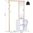 HOMCOM - HOMCOM Porte-manteaux meuble d'entrée vestiaire penderie avec miroir 4 patères 2 niches dim. 100L x 34l x 164H cm MDF blanc bois massif bambou - vignette
