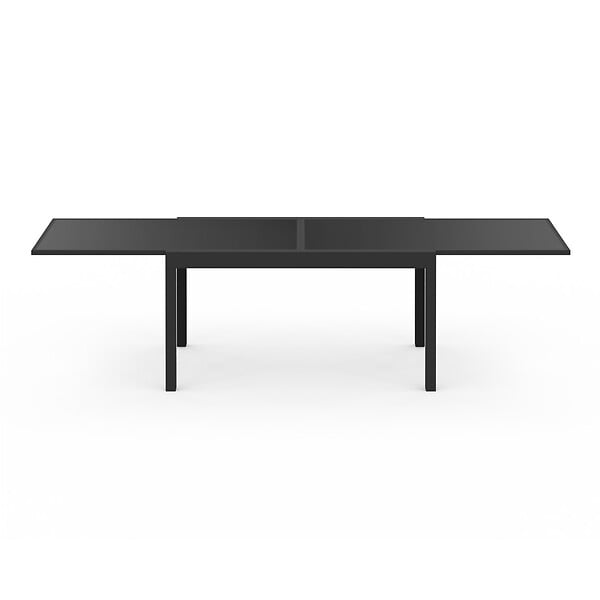 ID MARKET - Salon de jardin MADRID table extensible 135-270 CM et 12 chaises empilables noir - large