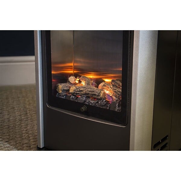 SAHARA - Chauffage à gaz 3.4 KW mobile Effet feu Blanc et Noir + Tuyau gaz + Détendeur butane Manhattan Sahara - large