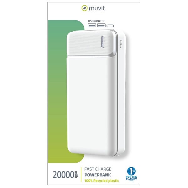 MUVIT - Batterie externe portable Muvit 20000MAH en matière recyclée - large