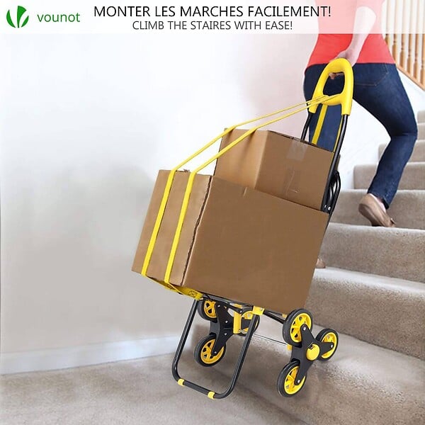 VOUNOT - Chariot de courses pliable avec siege Jaune - large