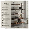 TECTAKE - Etagère bibliothèque GLASGOW style industriel 106 x 34,5 x 179,5 cm Bois foncé industriel, rustique - vignette