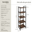 TECTAKE - Etagère bibliothèque MANCHESTER style industriel 47,5 x 34,5 x 151,5 cm Bois foncé industriel, rustique - vignette