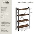 TECTAKE - Etagère bibliothèque LEEDS style industriel 67,5 x 31,5 x 121,5 cm Bois foncé industriel, rustique - vignette