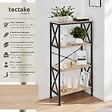 TECTAKE - Etagère Barry 61,5x31,5x133,5cm Bois clair industriel, Chêne Sonoma - vignette