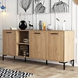 CONCEPT USINE - Buffet 3 portes et 2 niches finition bois et métal noir 180x80cm AURA - vignette