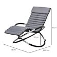 OUTSUNNY - Chaise longue à bascule pliable rocking chair design contemporain avec matelas revêtement aspect daim métal textilène gris noir - vignette