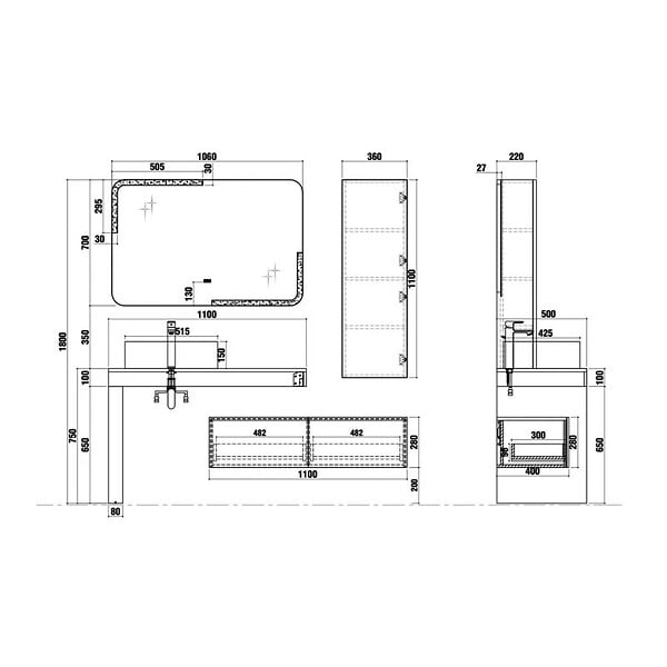 DISTRIBAIN - Meuble de salle de bain MELIZZANO 1100 Bleu saphir - large