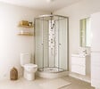 ONDEE - Cabine de douche hydromassante AMELIA - Porte Coulissante - Blanc - 1/4 C - 90cm - vignette