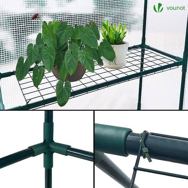 VOUNOT - Serre de jardin avec etageres et bache PE renforcee 135g/m2 143x73x195cm - large