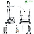 VOUNOT - Chariot de courses pliable monte escalier aluminium avec sac isotherme gris - vignette