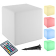 TECTAKE - Lampe cube LUMINOUS CUBE avec ampoule LED et télécommande blanc - vignette