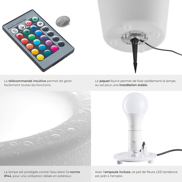 TECTAKE - Cylindre lumineux blanc - large