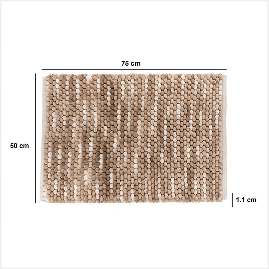 5 FIVE SIMPLY SMART - Tapis de bain boule en coton beige 75x50cm - large