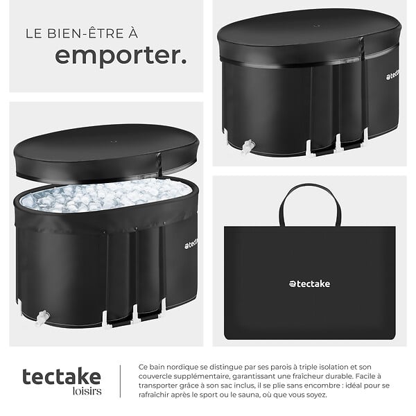 TECTAKE - Baignoire à glace ESPOO avec isolation triple et cadre en aluminium noir - large