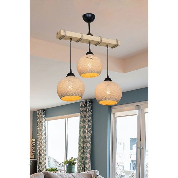 ENTREPOT BRICO - Suspension luminaire Plafonnier Fiona Ε27 crème-naturel 50x20x63cm - large