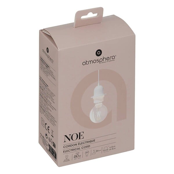 ATMOSPHERA - Cable électrique pour suspension métal blanc L80cm - large