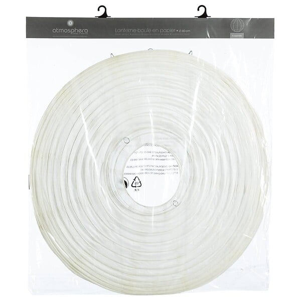ATMOSPHERA - Lanterne boule papier blanc H60cm - large