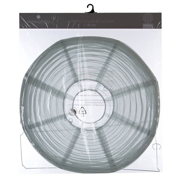 ATMOSPHERA - Lanterne boule - papier et métal - D45 cm - Gris clair - large